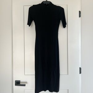 Lexi Rib Mock Neck Short Sleeve Midi Dress